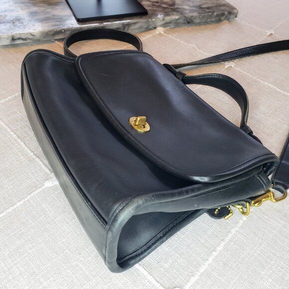 Coach Court Satchel & Crossbody Bag - Vintage Black Leather (Made in US) - Picture 8 of 16
